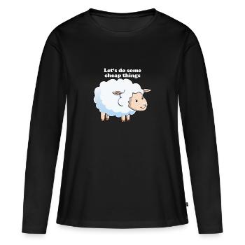 Mouton sait - T-shirt manches longues Premium bio Femme - noir - Devant - Julia (174cm)