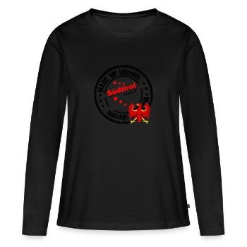 Fabriqué dans le Tyrol du Sud - T-shirt manches longues Premium bio Femme - noir - Devant - Julia (174cm)