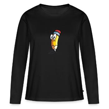 Crayon doux - T-shirt manches longues Premium bio Femme - noir - Devant - Julia (174cm)