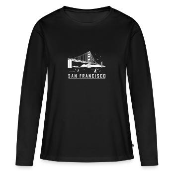 San Francisco - T-shirt manches longues Premium bio Femme - noir - Devant - Julia (174cm)