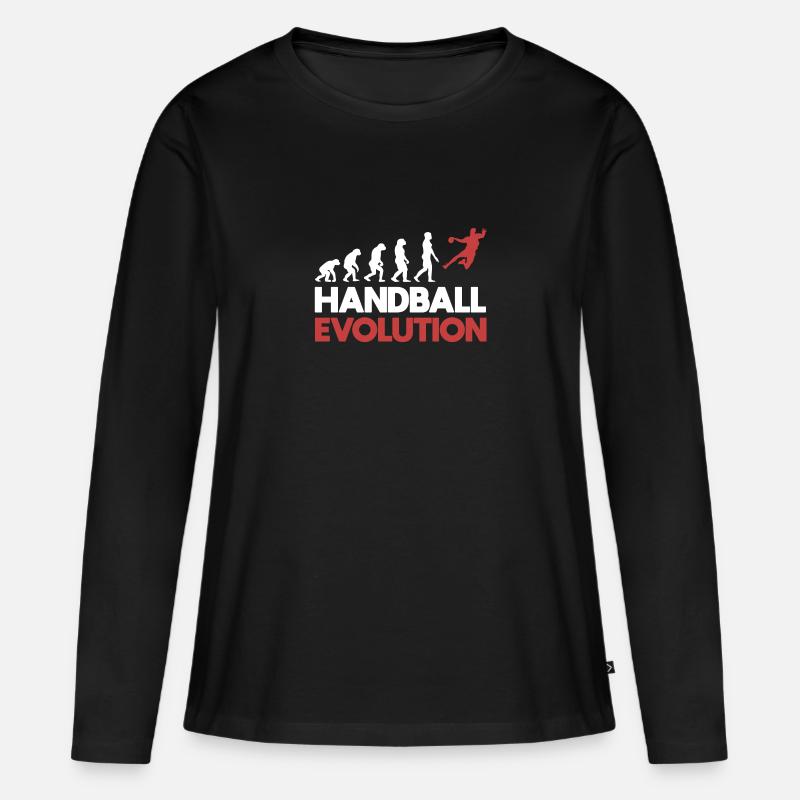 Handball Evolution - Frauen Premium Bio Langarmshirt - Schwarz