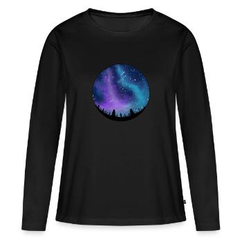 Galaxy dans le ciel nocturne - T-shirt manches longues Premium bio Femme - noir - Devant - Julia (174cm)