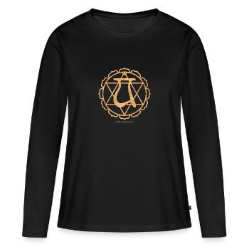 Chakra du coeur - T-shirt manches longues Premium bio Femme - noir - Devant - Julia (174cm)