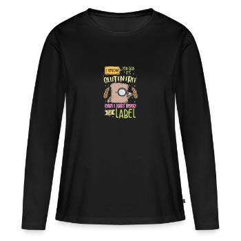Glutenfrei zöliakie Gluten Allergie - Frauen Premium Bio Langarmshirt - Schwarz - Vorne - Julia (174cm)
