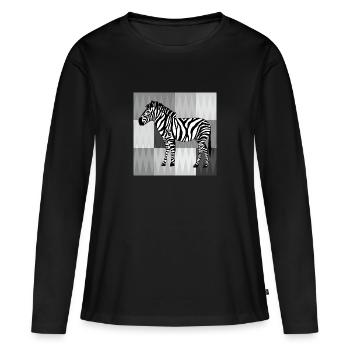 Zebra - Frauen Premium Bio Langarmshirt - Schwarz - Vorne - Julia (174cm)