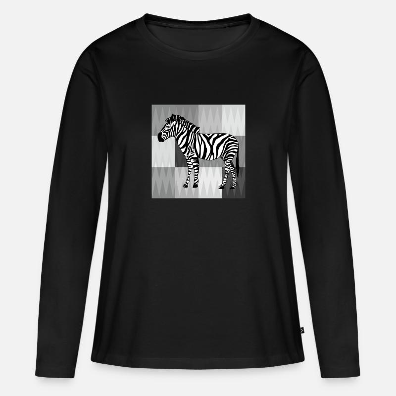 Zebra - Frauen Premium Bio Langarmshirt - Schwarz