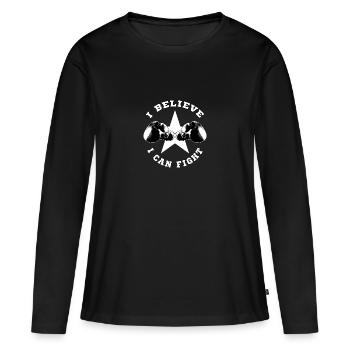 I BELIEVE I CAN FIGHT - T-shirt manches longues Premium bio Femme - noir - Devant - Julia (174cm)