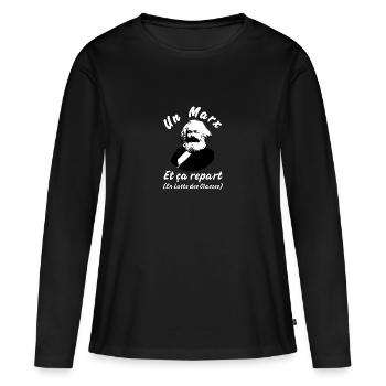 UN MARX ET ÇA REPART ! - T-shirt manches longues Premium bio Femme - noir - Devant - Julia (174cm)