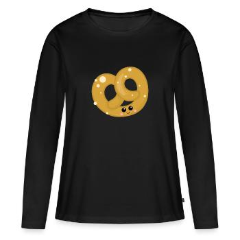 bretzel - T-shirt manches longues Premium bio Femme - noir - Devant - Julia (174cm)