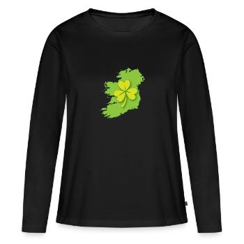 Irlande carte d'Irlande avec shamrock - T-shirt manches longues Premium bio Femme - noir - Devant - Julia (174cm)