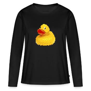 Canard pixel en caoutchouc - T-shirt manches longues Premium bio Femme - noir - Devant - Julia (174cm)