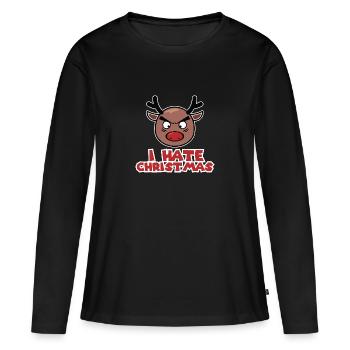 Je déteste Noël Grantiger Rudolph Funny gift - T-shirt manches longues Premium bio Femme - noir - Devant - Julia (174cm)