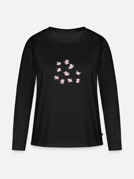 Pigs Fly - Frauen Premium Bio Langarmshirt - Schwarz
