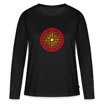 Symbole chinois double pièces cadeau chanceux - T-shirt manches longues Premium bio Femme - noir - Devant - Julia (174cm)