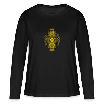 Metatrons goldene geometrische Dimension - Frauen Premium Bio Langarmshirt - Schwarz - Vorne - Julia (174cm)