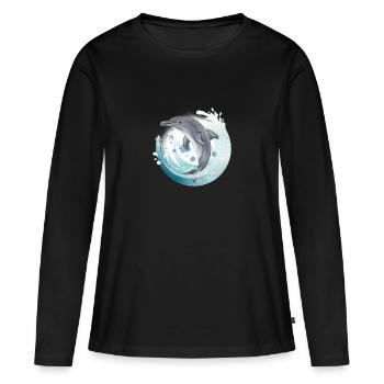 Tauch Dive Dolphin - Delfin - T-shirt manches longues Premium bio Femme - noir - Devant - Julia (174cm)