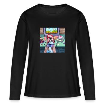 Joueurs - T-shirt manches longues Premium bio Femme - noir - Devant - Julia (174cm)