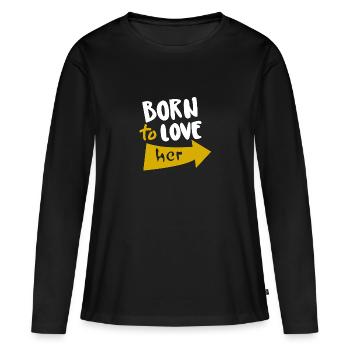 Né pour l’aimer - T-shirt manches longues Premium bio Femme - noir - Devant - Julia (174cm)