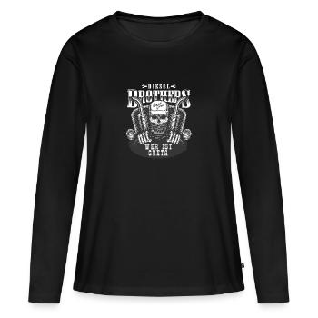Diesel Brothers Wer ist Greta - Frauen Premium Bio Langarmshirt - Schwarz - Vorne - Julia (174cm)