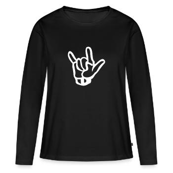 Metall - Frauen Premium Bio Langarmshirt - Schwarz - Vorne - Julia (174cm)