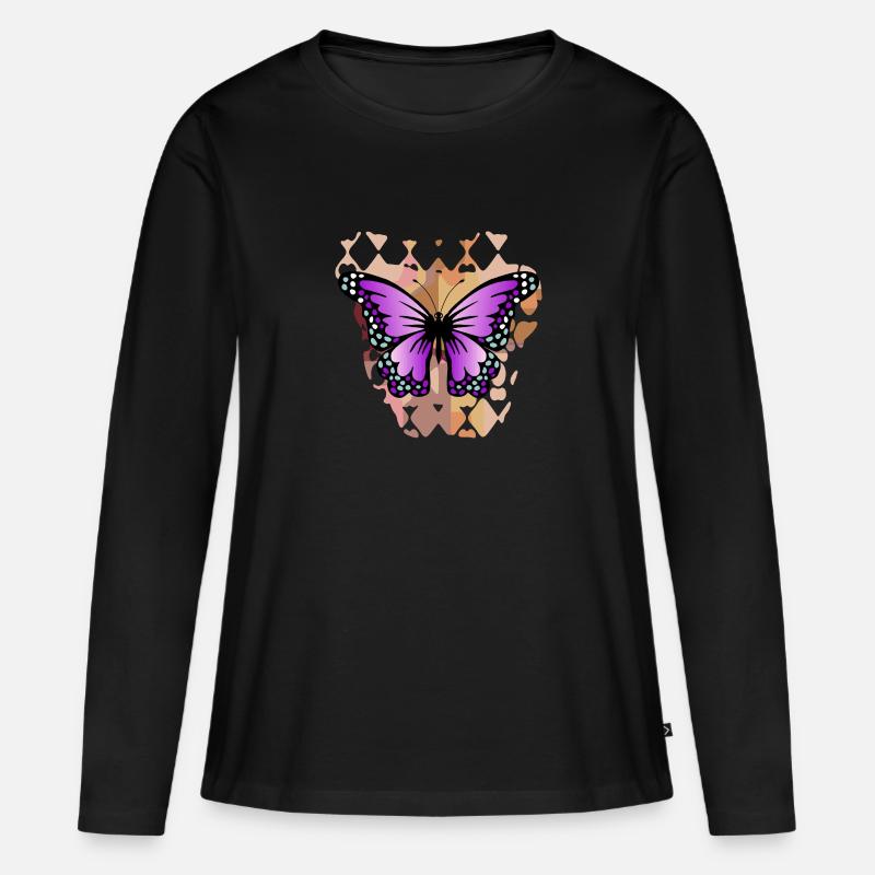 Schmetterling - Frauen Premium Bio Langarmshirt - Schwarz