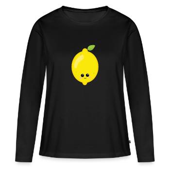 lemon - Women's Premium Organic Long Sleeve Shirt - black - Front - Julia (174cm)
