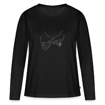 Main dans la main - mains - amour - T-shirt manches longues Premium bio Femme - noir - Devant - Julia (174cm)