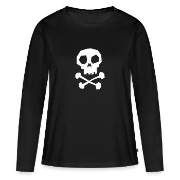 Crâne et os croisés - T-shirt manches longues Premium bio Femme - noir - Devant - Julia (174cm)