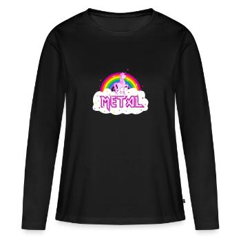 licorne arc-en-ciel - T-shirt manches longues Premium bio Femme - noir - Devant - Julia (174cm)