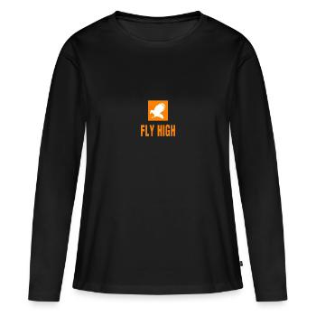 fly high - T-shirt manches longues Premium bio Femme - noir - Devant - Julia (174cm)