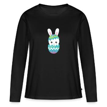 Joyeuses Pâques - T-shirt manches longues Premium bio Femme - noir - Devant - Julia (174cm)