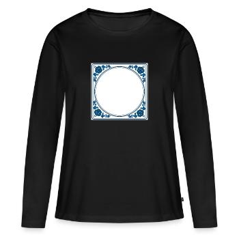 Texte propre de la tuile vide - Delft Blue - T-shirt manches longues Premium bio Femme - noir - Devant - Julia (174cm)