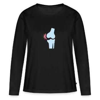 Douleur au genou - T-shirt manches longues Premium bio Femme - noir - Devant - Julia (174cm)