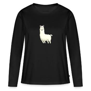 Schattige lama - Vrouwen Premium Bio shirt met lange mouwen - zwart - Voor - Julia (174cm)