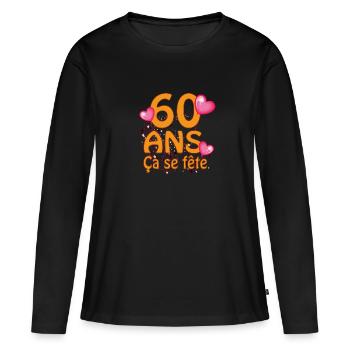 60 ans - T-shirt manches longues Premium bio Femme - noir - Devant - Julia (174cm)