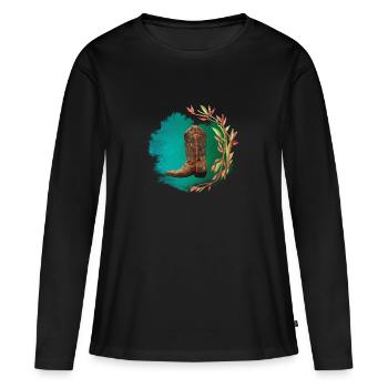 Western Classic - T-shirt manches longues Premium bio Femme - noir - Devant - Julia (174cm)