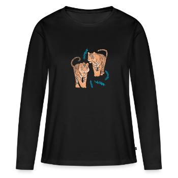 Tigres du Bengale exotiques - T-shirt manches longues Premium bio Femme - noir - Devant - Julia (174cm)