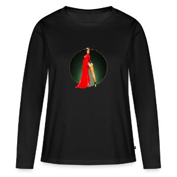 Pinup - Vintage Retro Burlesque Queen Art des années 50 - T-shirt manches longues Premium bio Femme - noir - Devant - Julia (174cm)