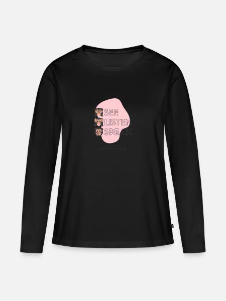See Listen Speak Nicht wegschauen - Frauen Premium Bio Langarmshirt - Schwarz