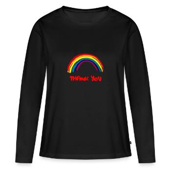 Merci - T-shirt manches longues Premium bio Femme - noir - Devant - Julia (174cm)