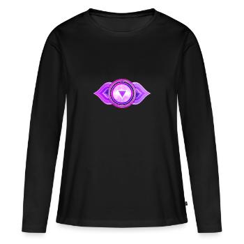 Drittes Auge Chakra, Anja - Frauen Premium Bio Langarmshirt - Schwarz - Vorne - Julia (174cm)