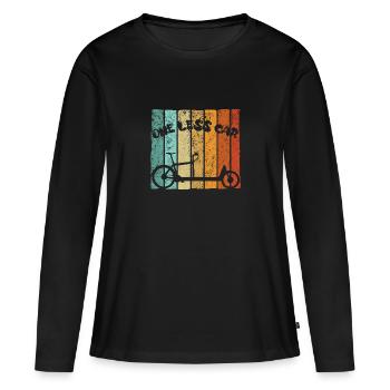 Vélo de transport vélo de transport vélo de fret vélo vélo de messagerie - T-shirt manches longues Premium bio Femme - noir - Devant - Julia (174cm)
