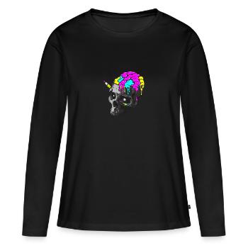SCHÄDELKUNST-PSYCHE - Frauen Premium Bio Langarmshirt - Schwarz - Vorne - Julia (174cm)