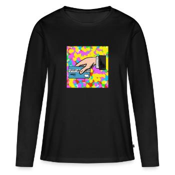 Carte de crédit Pop Color Tie Dye Background Cool - T-shirt manches longues Premium bio Femme - noir - Devant - Julia (174cm)