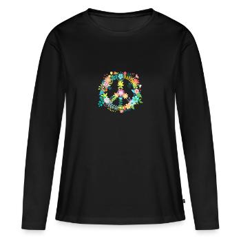 PEACE - T-shirt manches longues Premium bio Femme - noir - Devant - Julia (174cm)