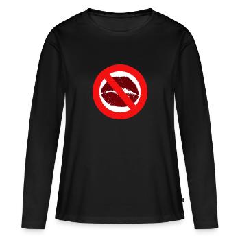 Baisers interdit baiser bouche lèvres baiser interdiction distance - T-shirt manches longues Premium bio Femme - noir - Devant - Julia (174cm)