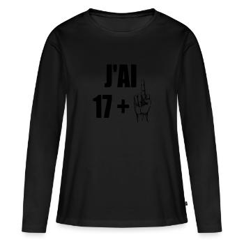 J'ai 17+1 t-shirt cadeau anniversaire majorité - T-shirt manches longues Premium bio Femme - noir - Devant - Julia (174cm)
