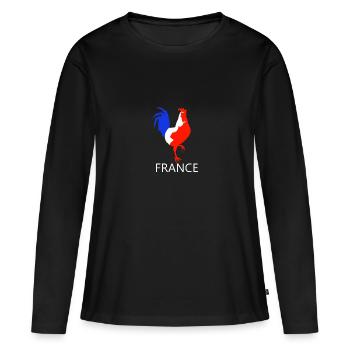 coq bleu blanc rouge - T-shirt manches longues Premium bio Femme - noir - Devant - Julia (174cm)