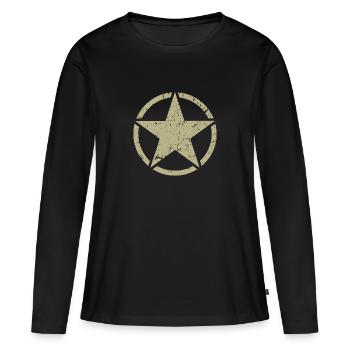 Armystern - Frauen Premium Bio Langarmshirt - Schwarz - Vorne - Julia (174cm)