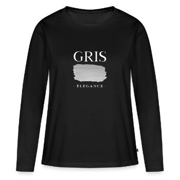 Gris élégance - Minimaliste Pinceau - - T-shirt manches longues Premium bio Femme - noir - Devant - Julia (174cm)